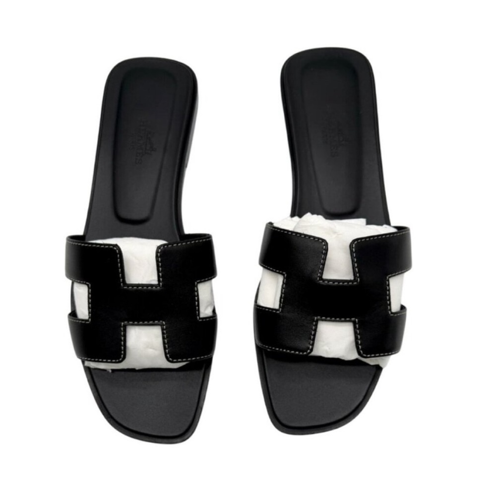 Black and White Slide Sandals